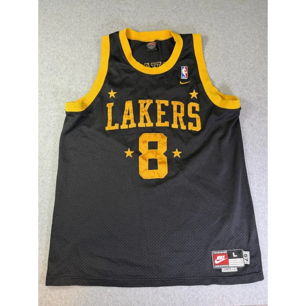 Kobe Bryant Los Angeles Lakers Black Gold #8 Nike Jersey Men's Size L Length + 2